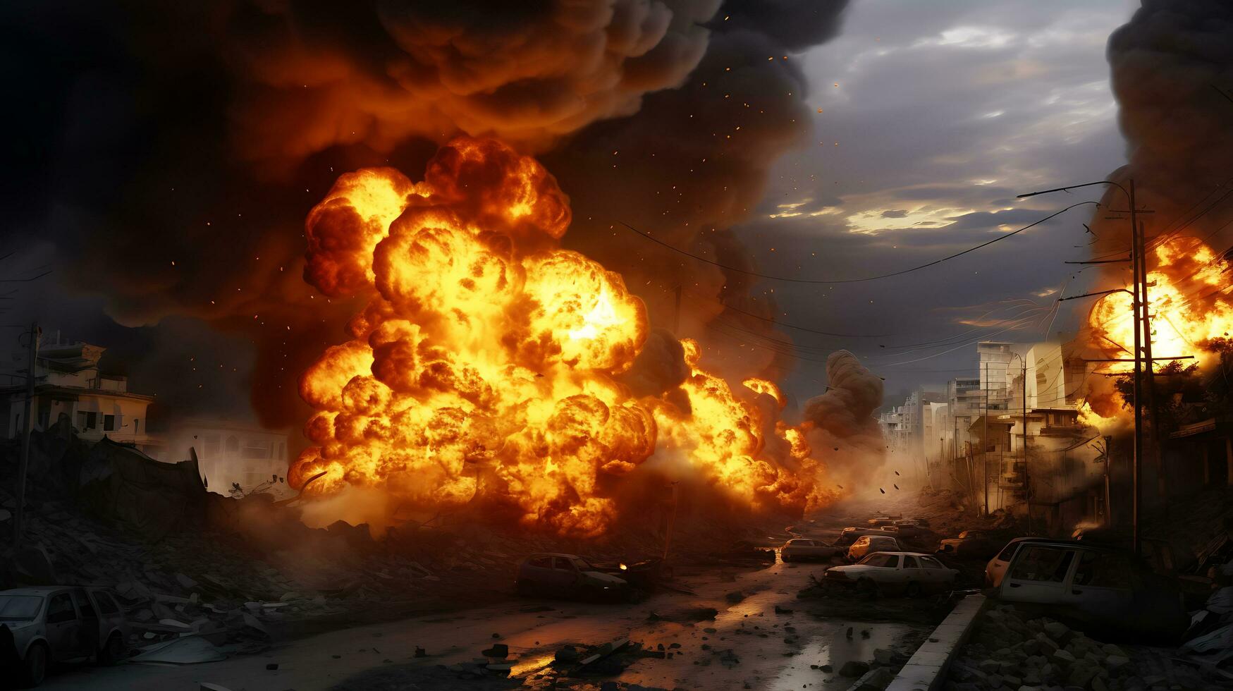 AI Generative Fierce bomb explosion attack background photo