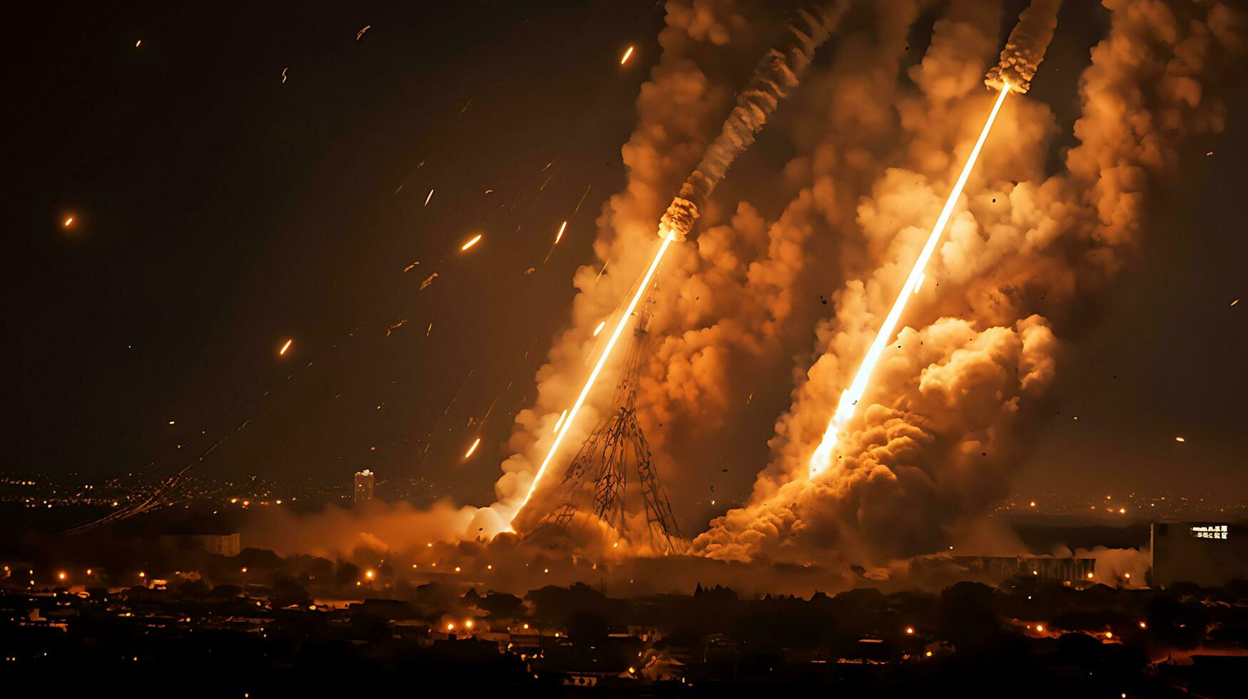 AI Generative Exploration missile rocket attack war background photo