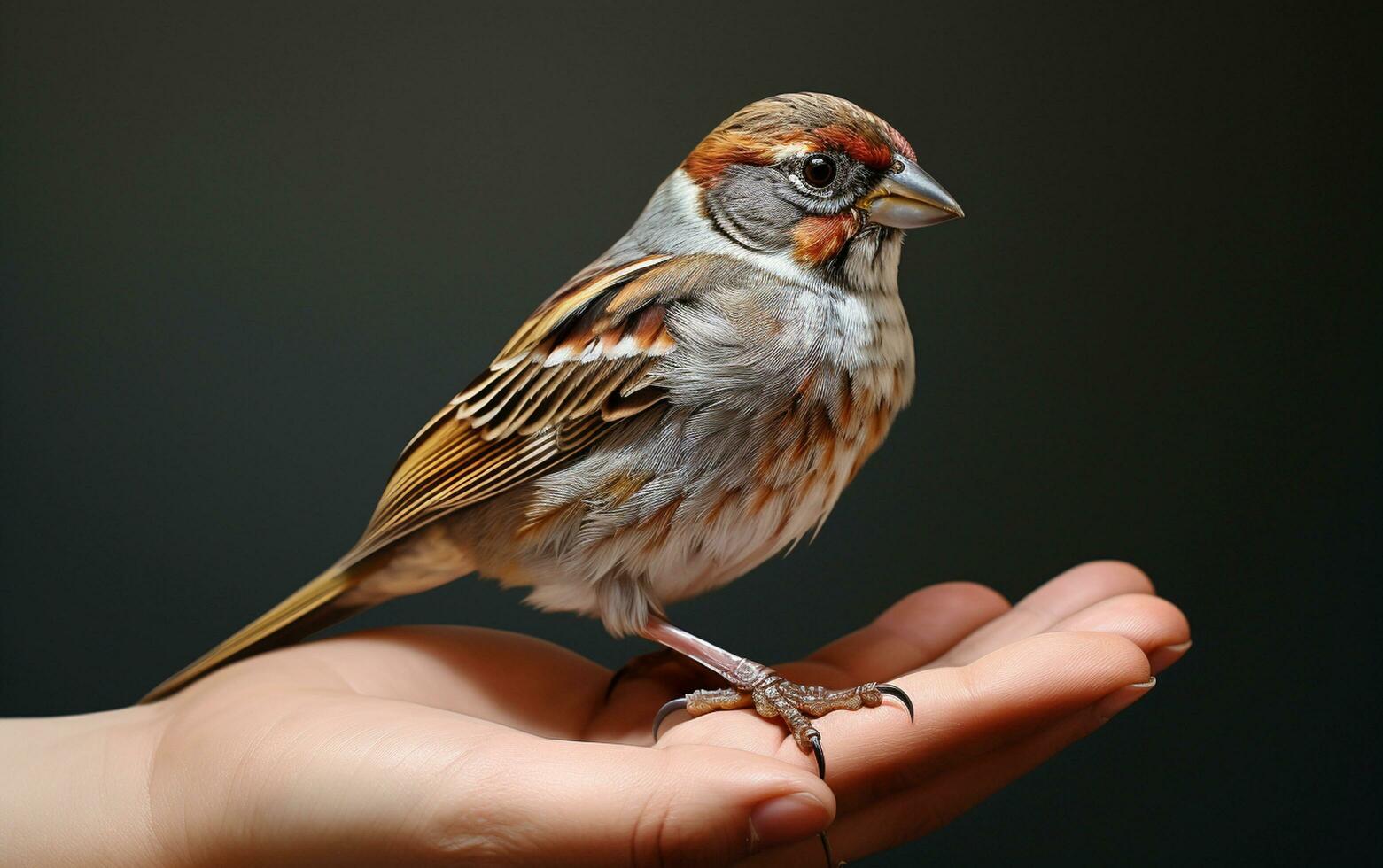 AI Generative cute Sparrow bird on natural environment photo