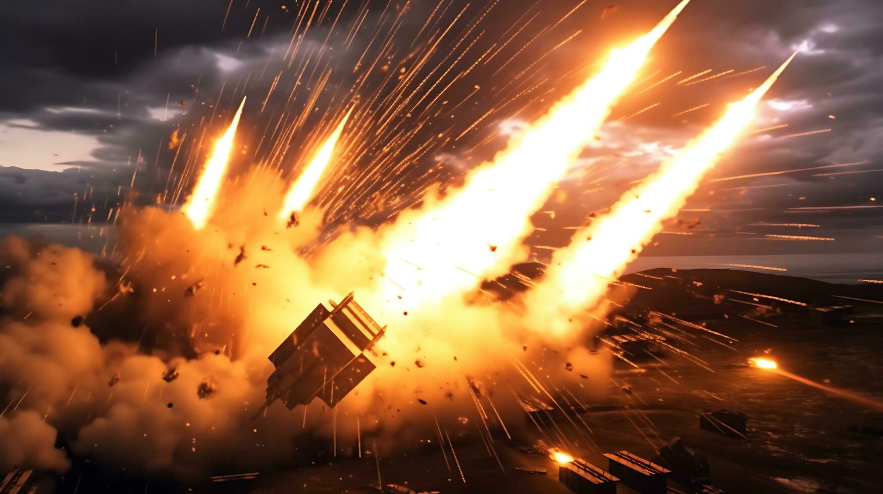 AI Generative Exploration missile rocket attack war background photo