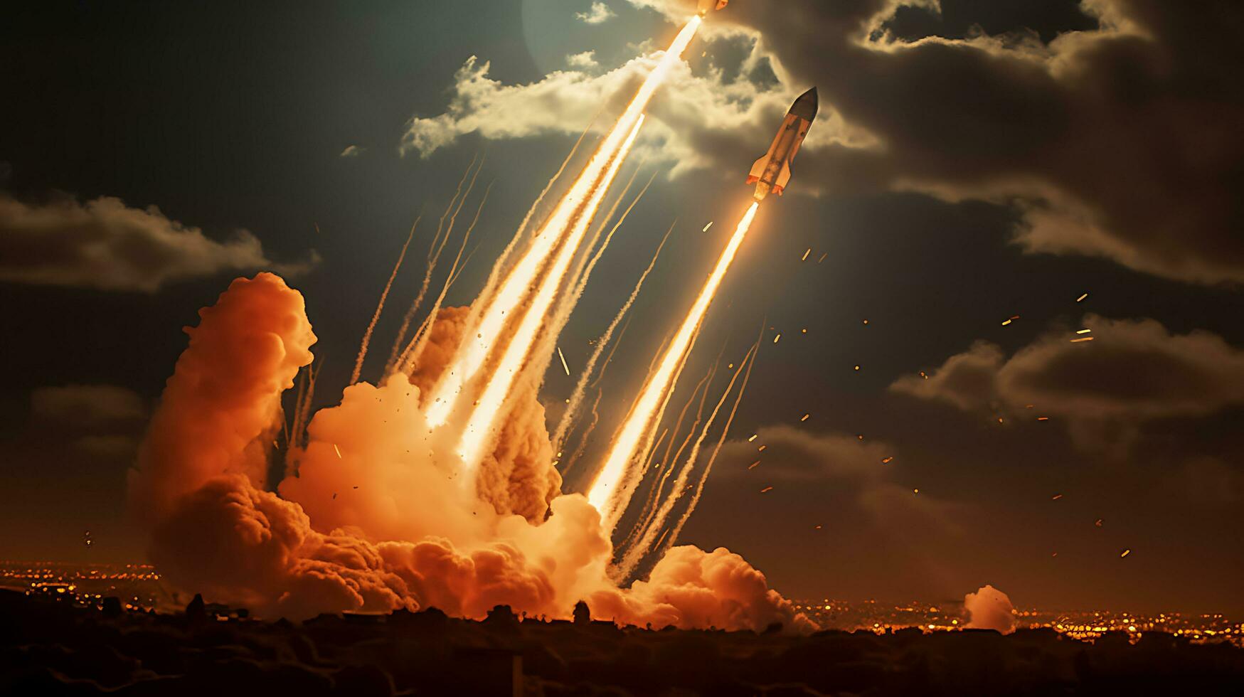 AI Generative Exploration missile rocket attack war background photo