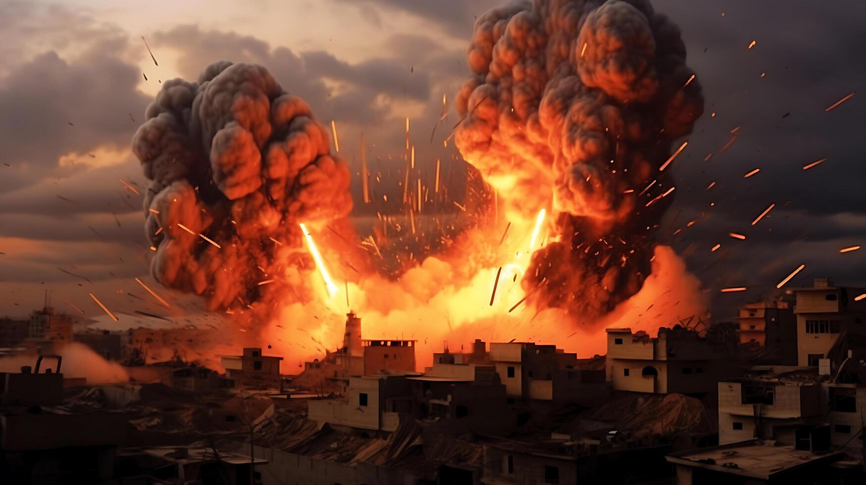 AI Generative Fierce bomb explosion attack background photo