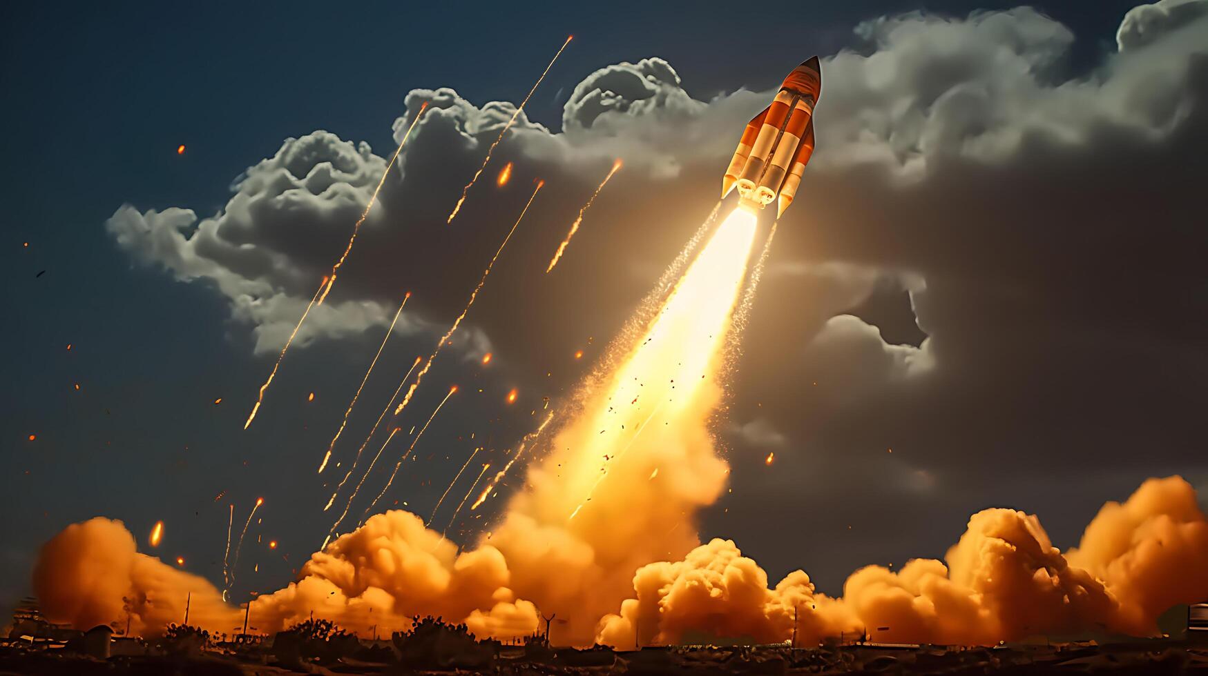 AI Generative Exploration missile rocket attack war background photo