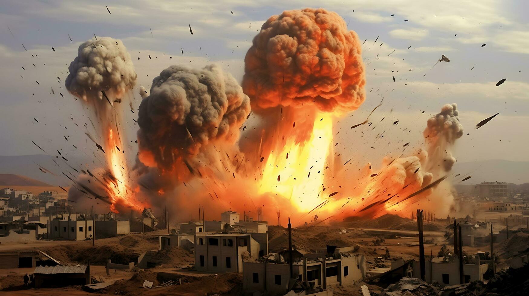 AI Generative Fierce bomb explosion attack background photo