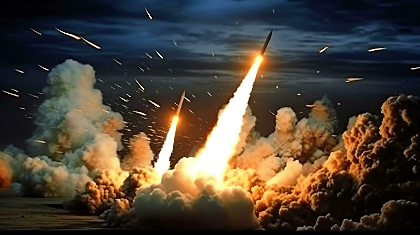 AI Generative Exploration missile rocket attack war background photo