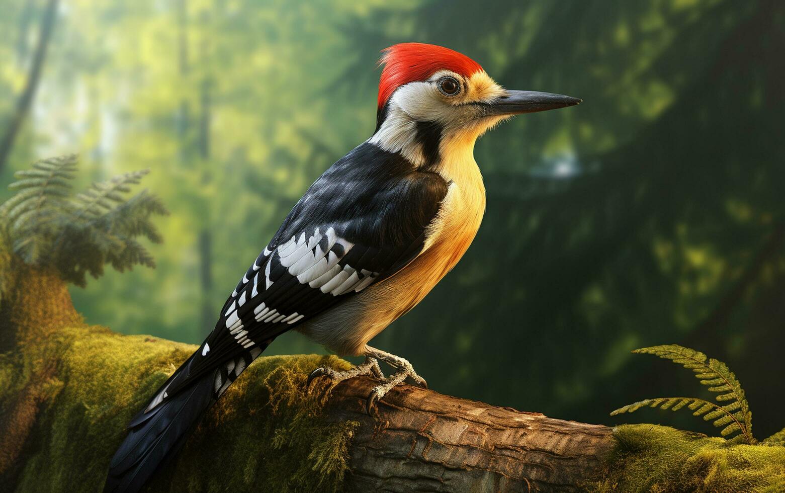 ai generativo pájaro carpintero pájaro en natural ambiente foto