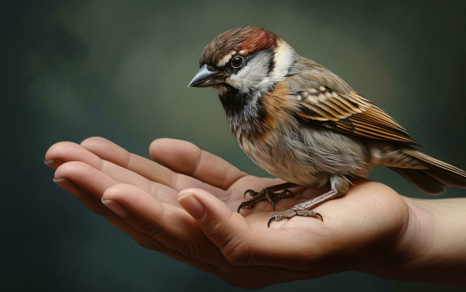 AI Generative cute Sparrow bird on natural environment photo