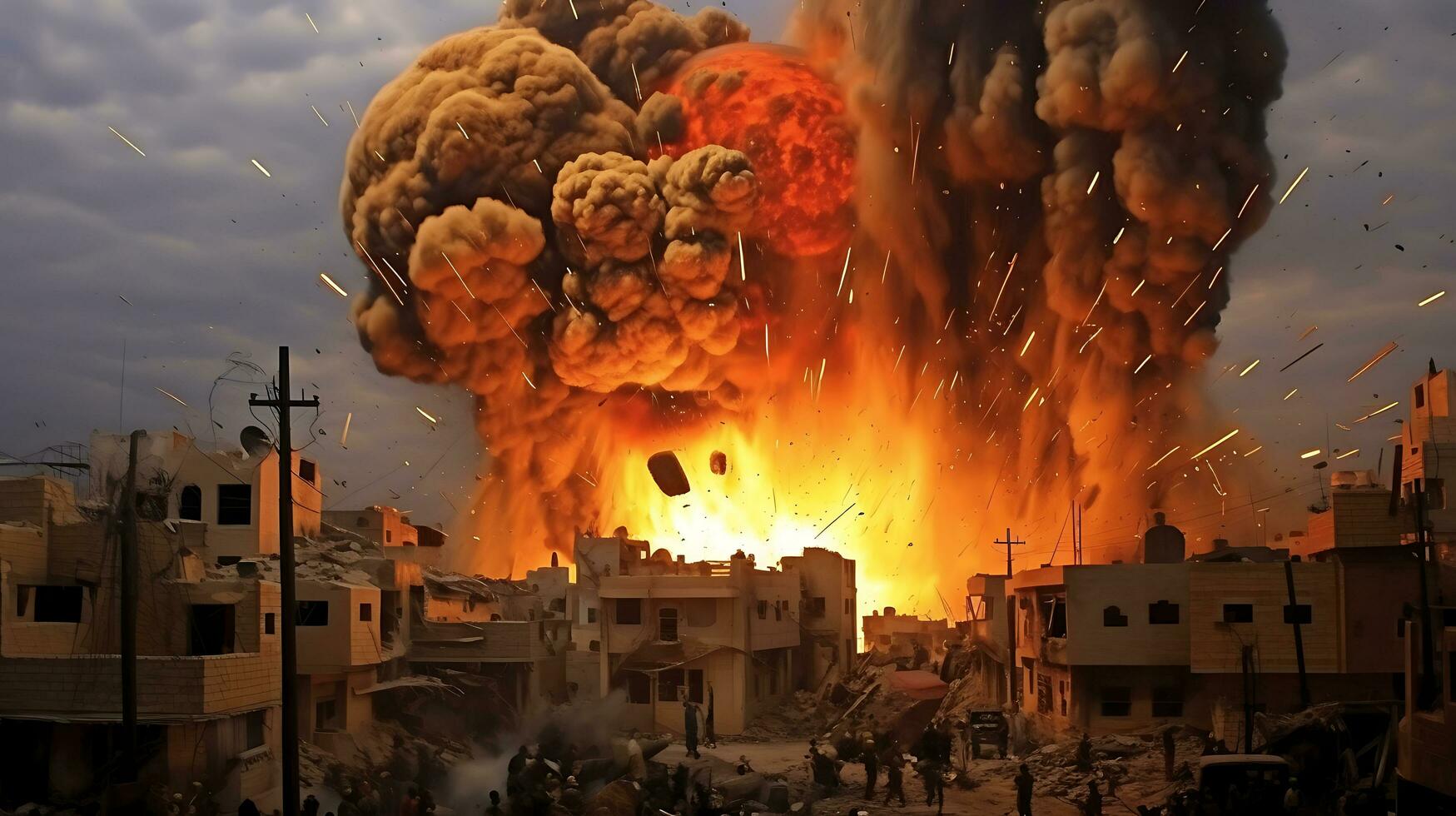 AI Generative Fierce bomb explosion attack background photo