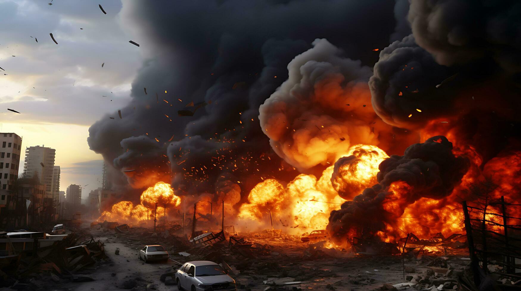 AI Generative Fierce bomb explosion attack background photo