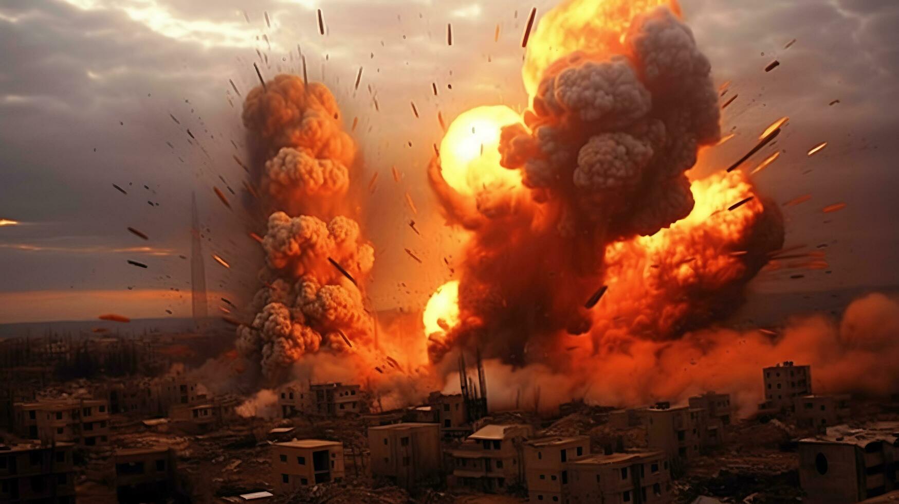 AI Generative Fierce bomb explosion attack background photo