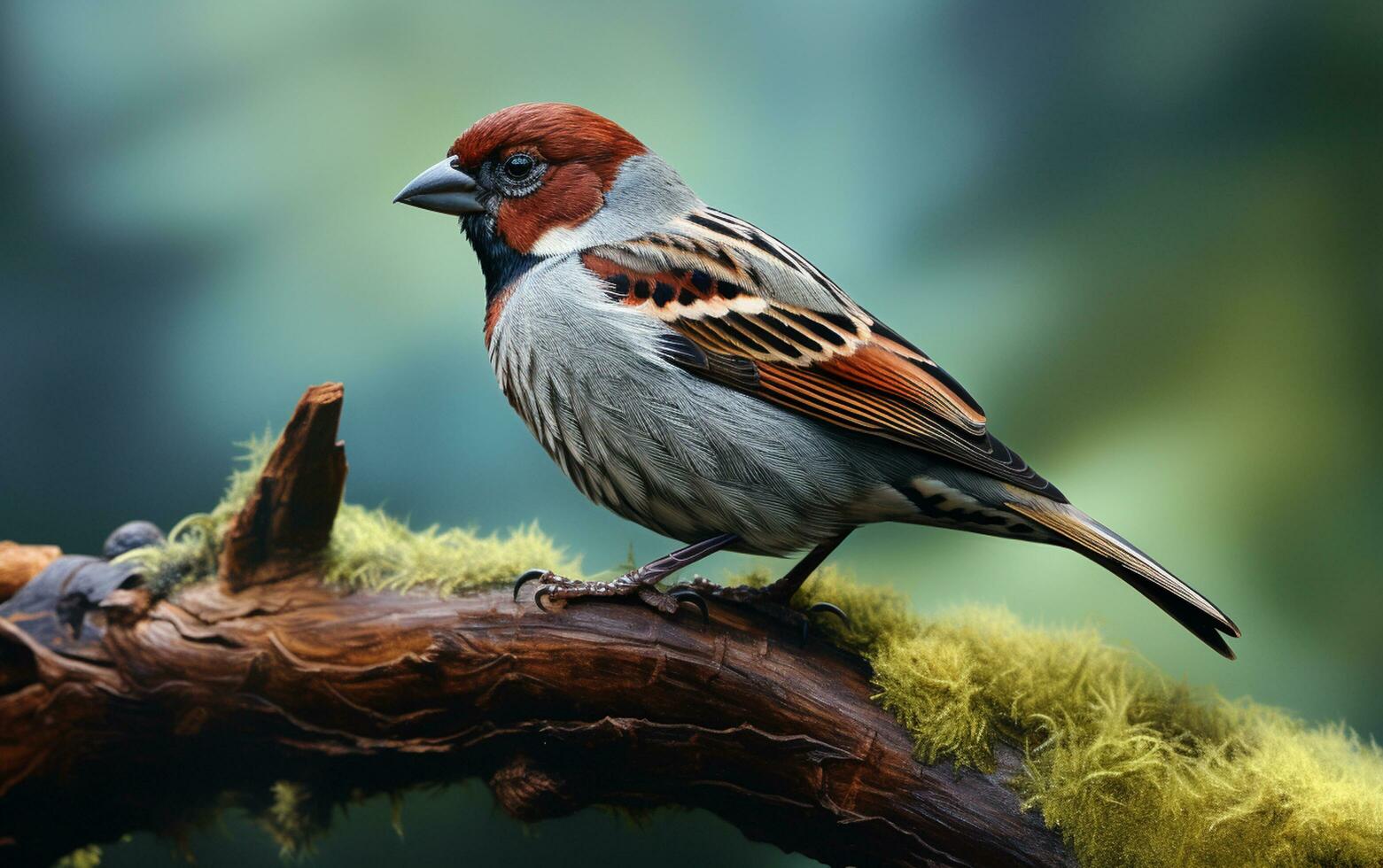 AI Generative cute Sparrow bird on natural environment photo