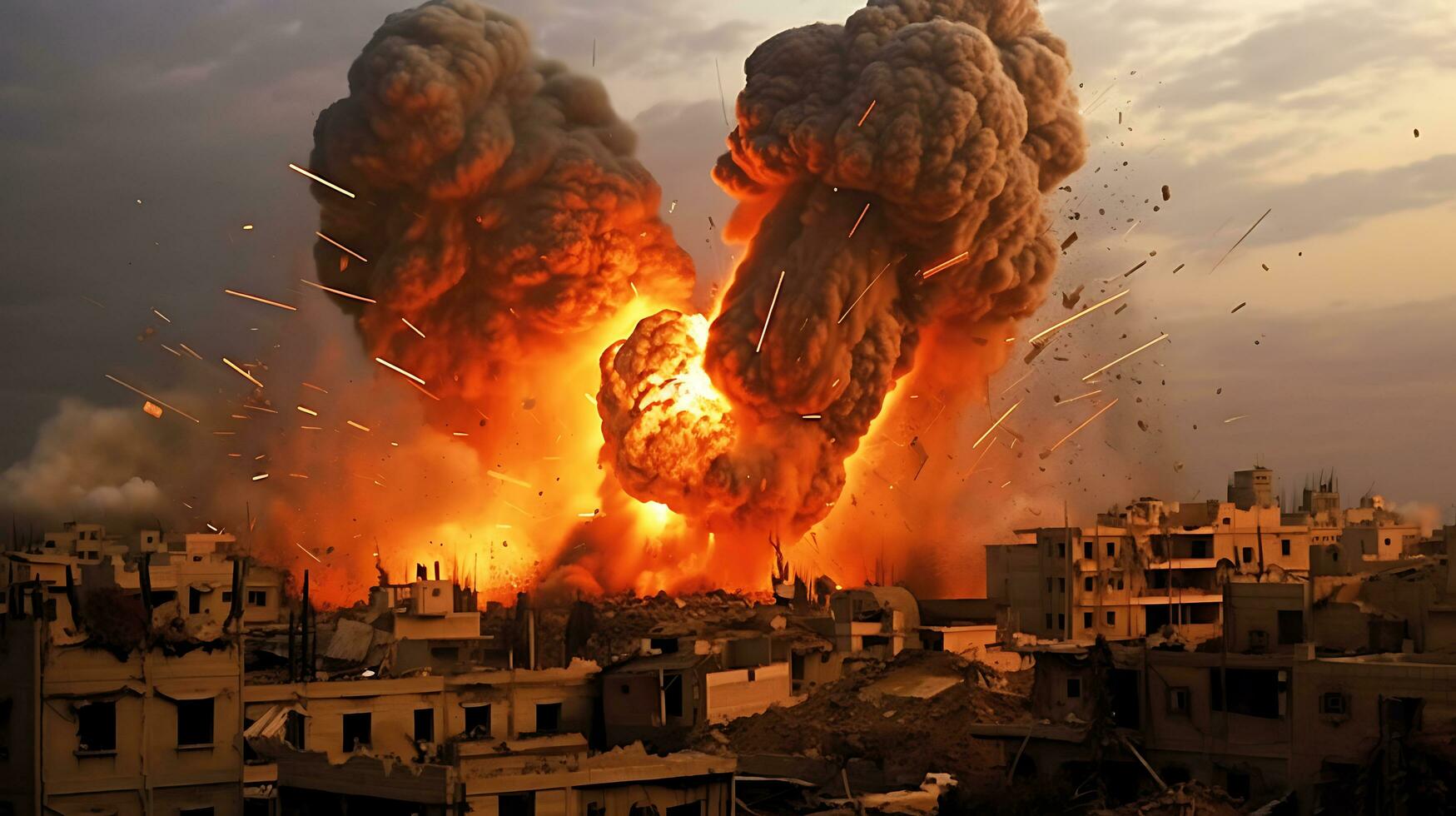 AI Generative Fierce bomb explosion attack background photo