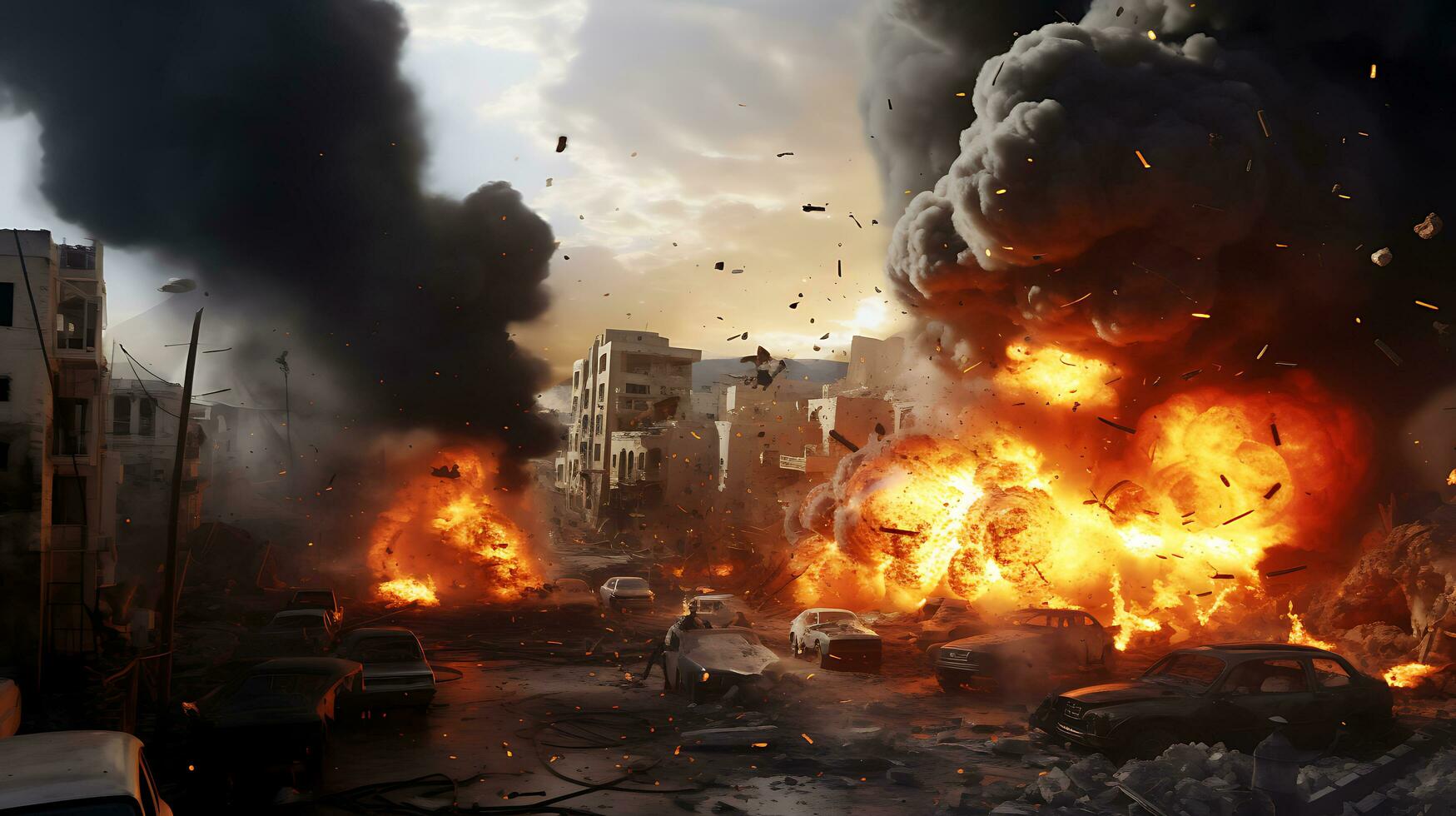 AI Generative Fierce bomb explosion attack background photo