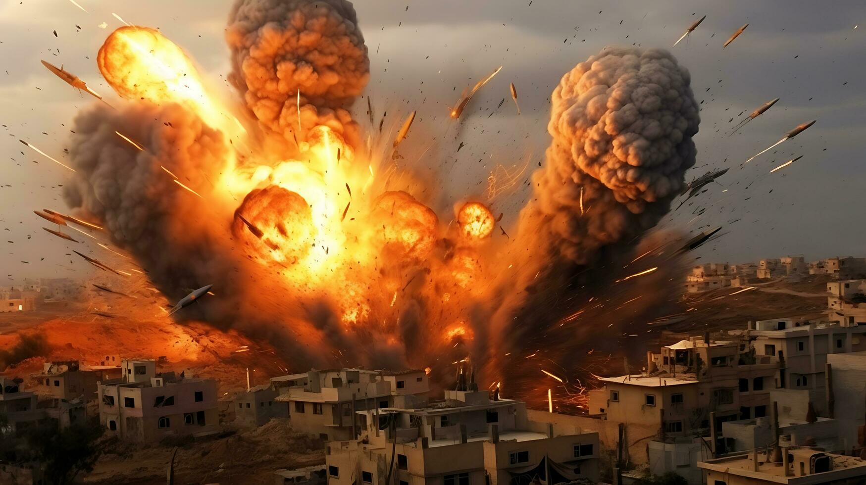 AI Generative Fierce bomb explosion attack background photo