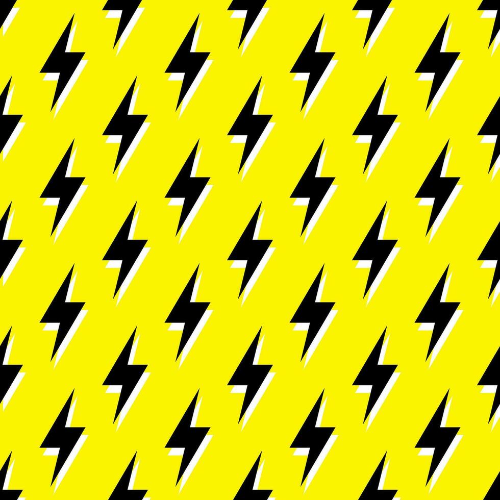 Thunder vector seamless pattern, wallpaper. Bolt symbol pattern. Yellow  seamless pattern with electric lightning bolts.