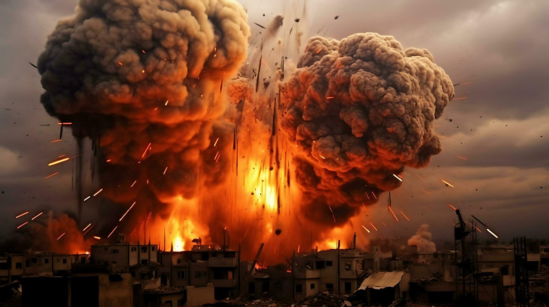 AI Generative Fierce bomb explosion attack background photo