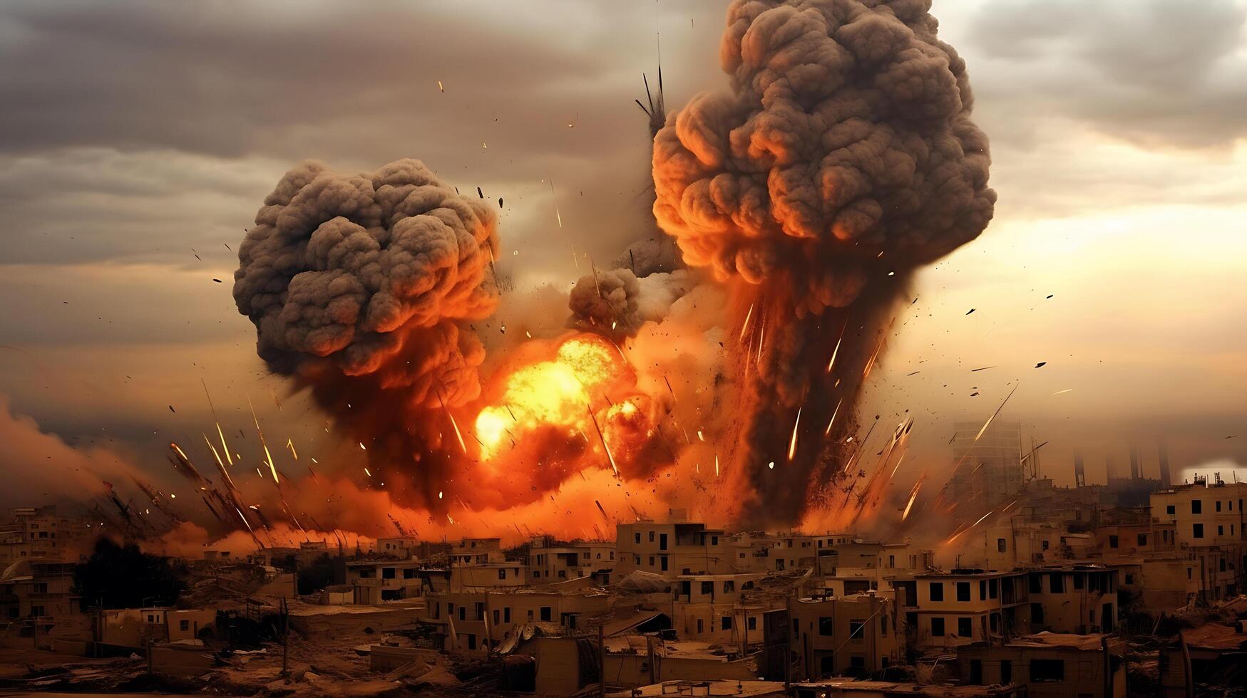 AI Generative Fierce bomb explosion attack background photo