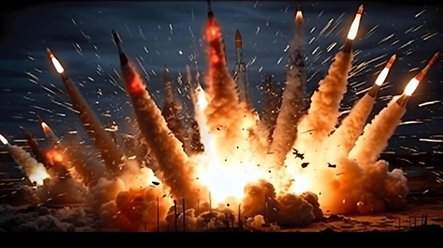 AI Generative Exploration missile rocket attack war background photo