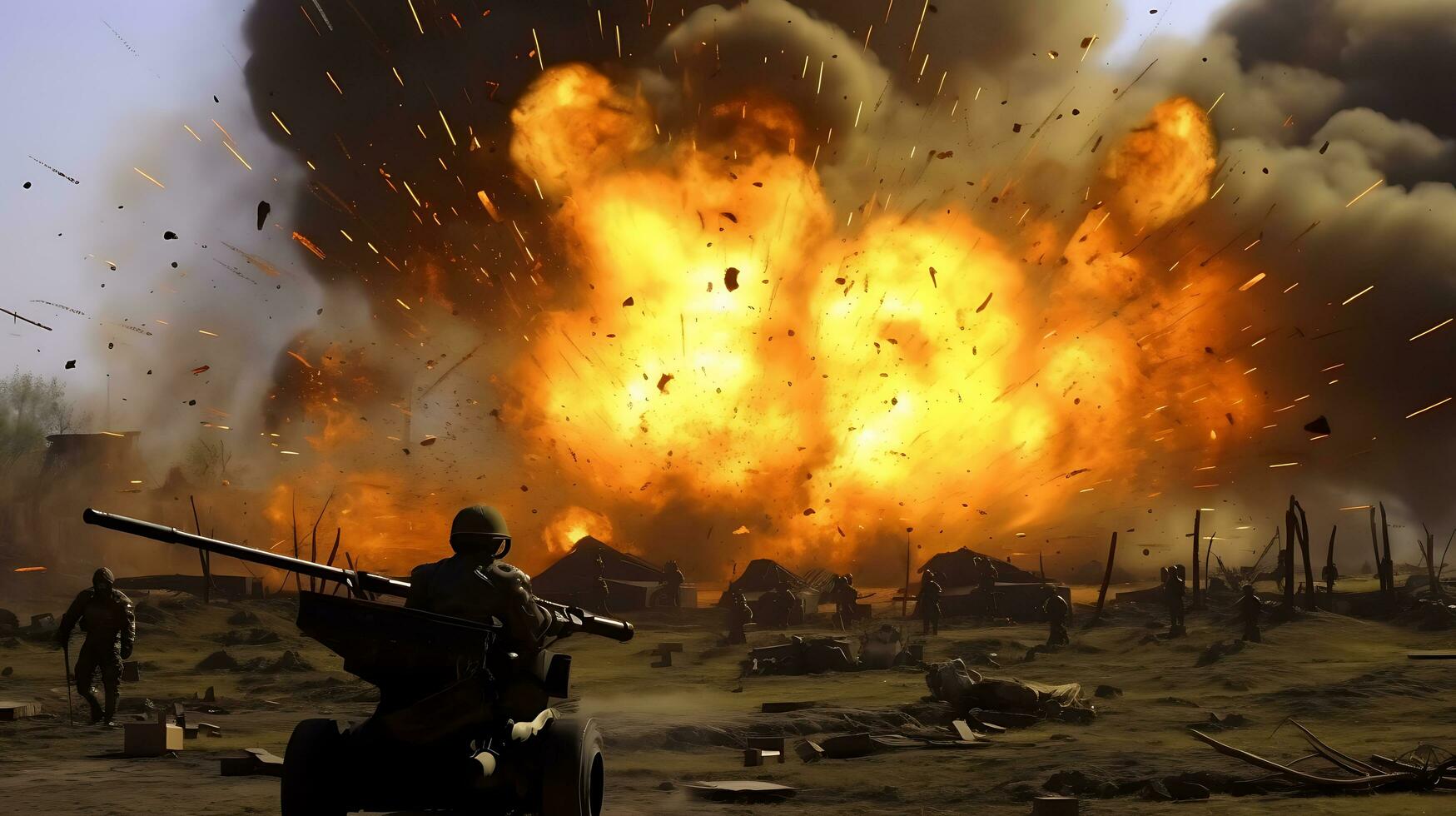 AI Generative Fierce bomb explosion attack background photo