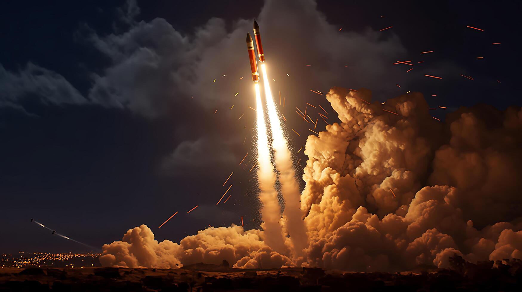 AI Generative Exploration missile rocket attack war background photo