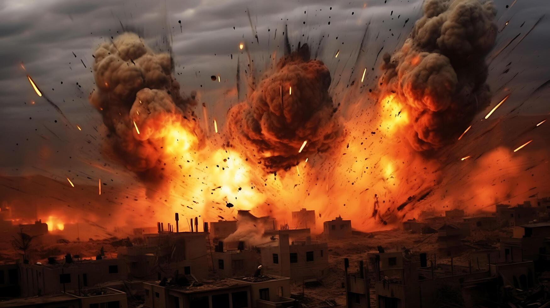 AI Generative Fierce bomb explosion attack background photo