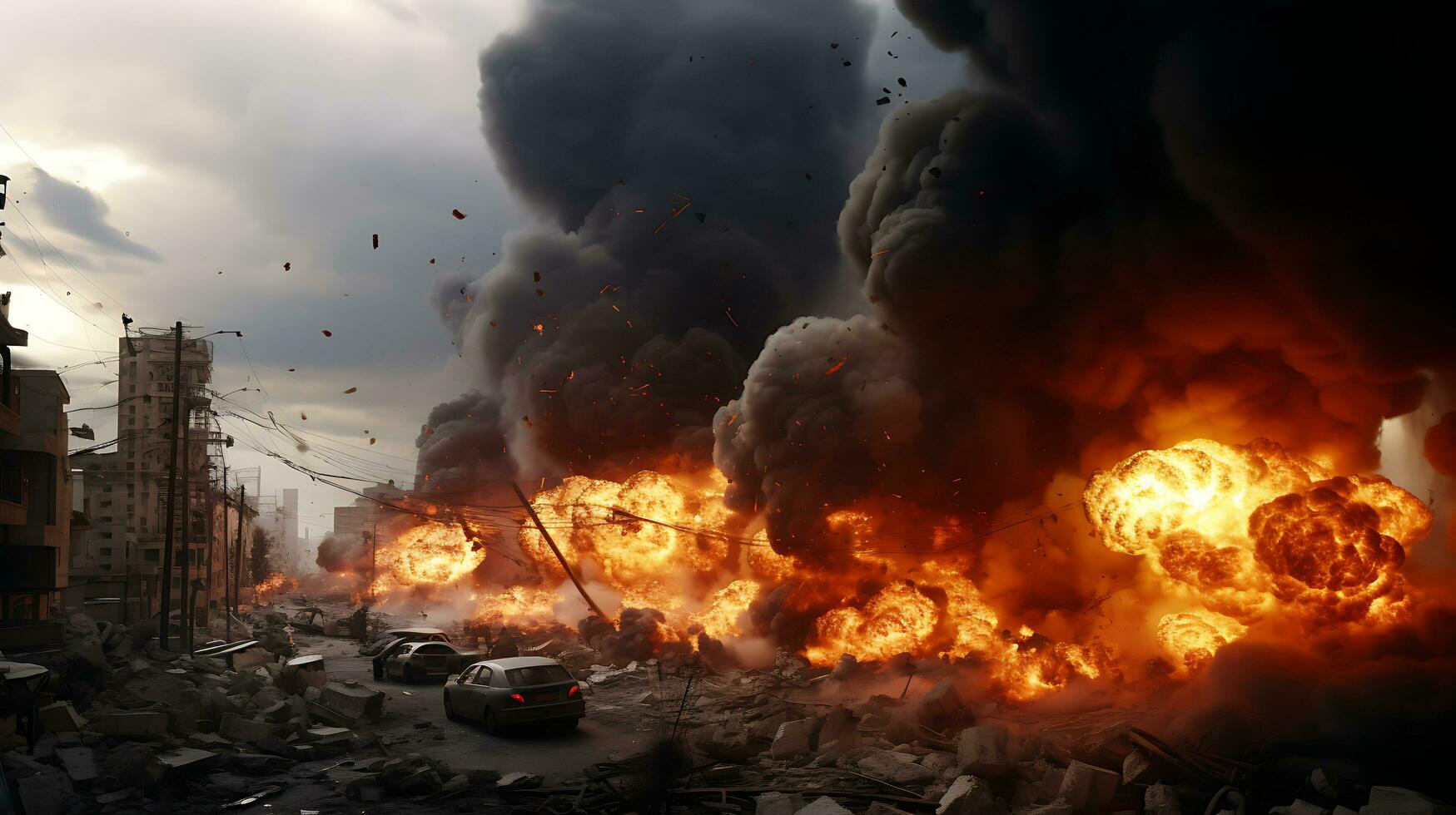 AI Generative Fierce bomb explosion attack background photo