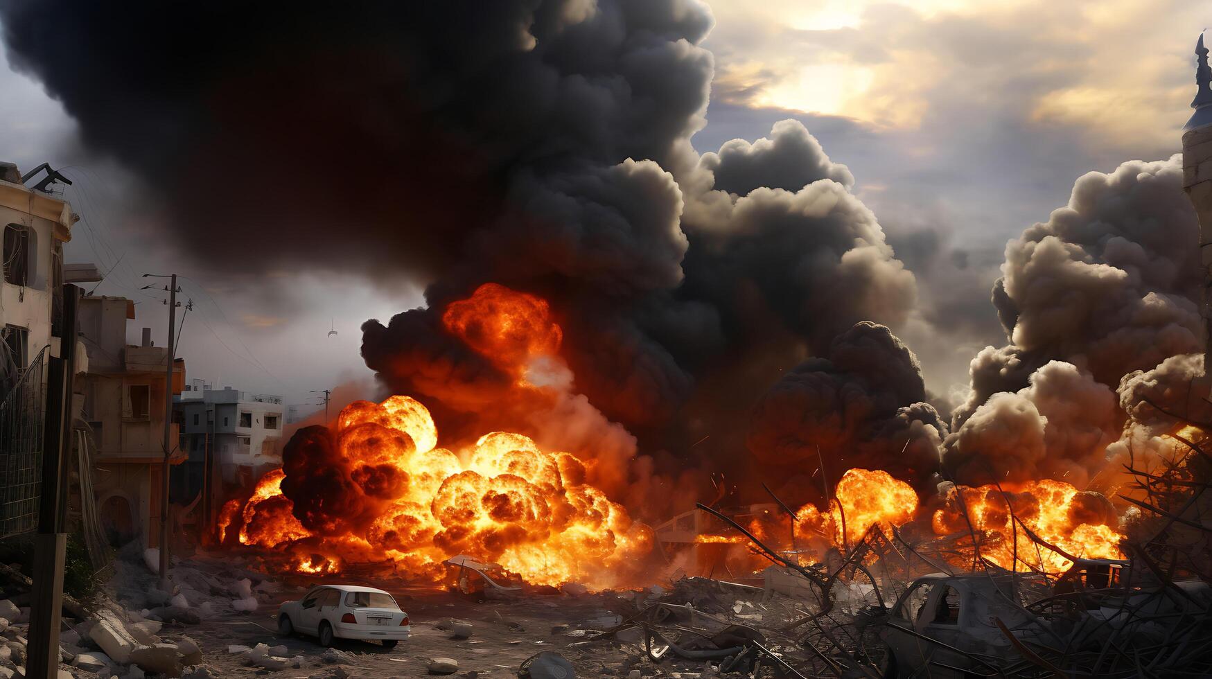 AI Generative Fierce bomb explosion attack background photo