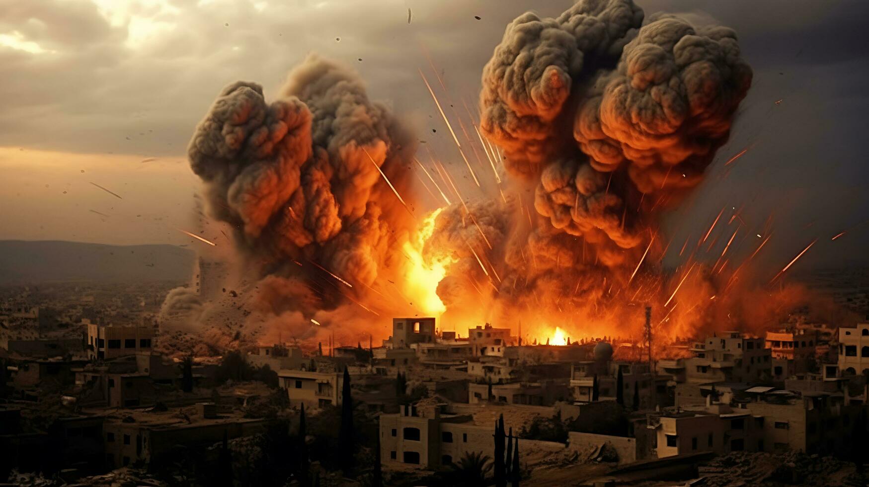 AI Generative Fierce bomb explosion attack background photo