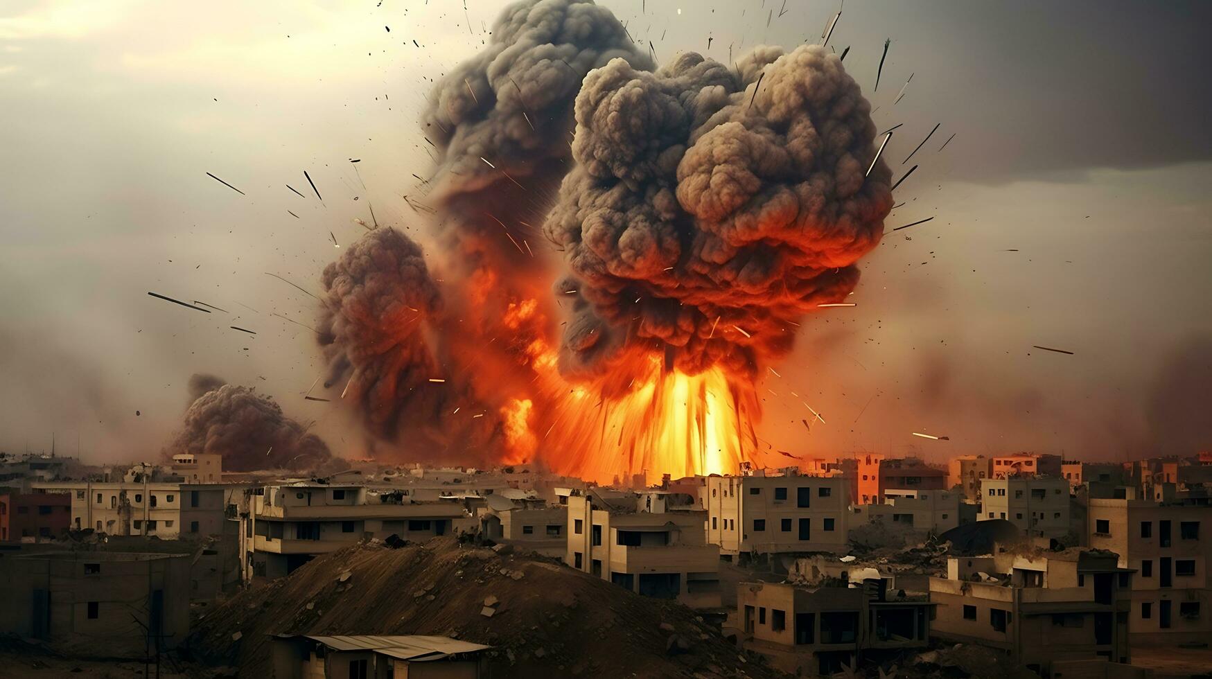 AI Generative Fierce bomb explosion attack background photo