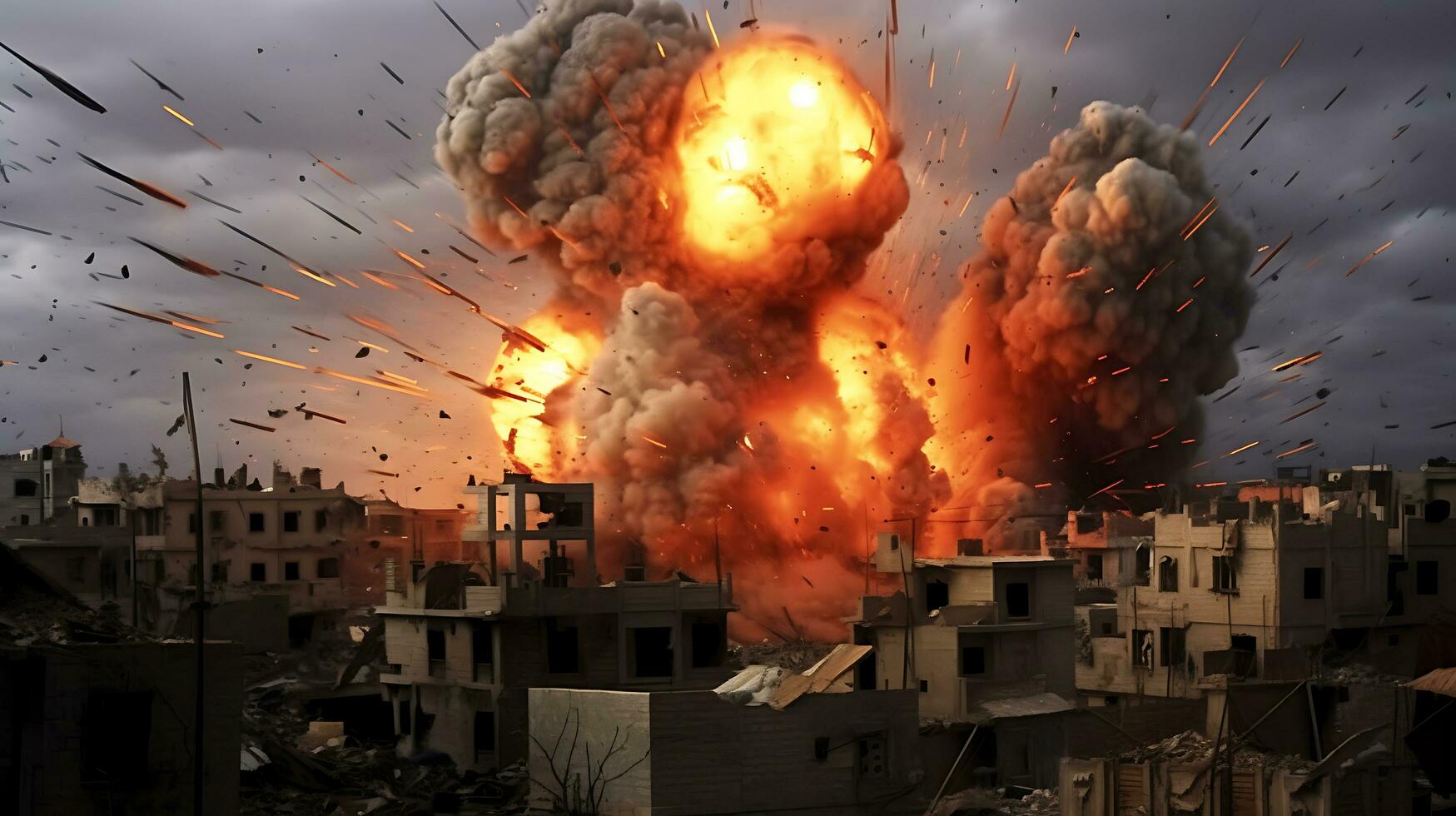 AI Generative Fierce bomb explosion attack background photo