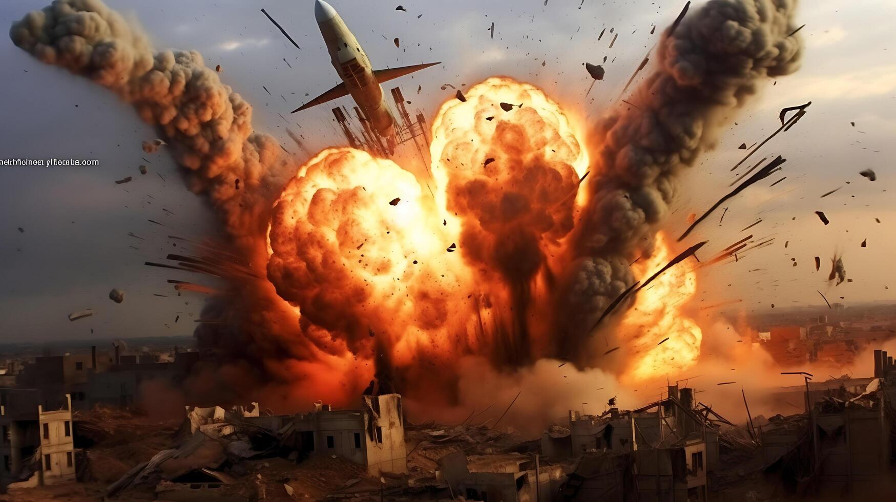 AI Generative Fierce bomb explosion attack background photo