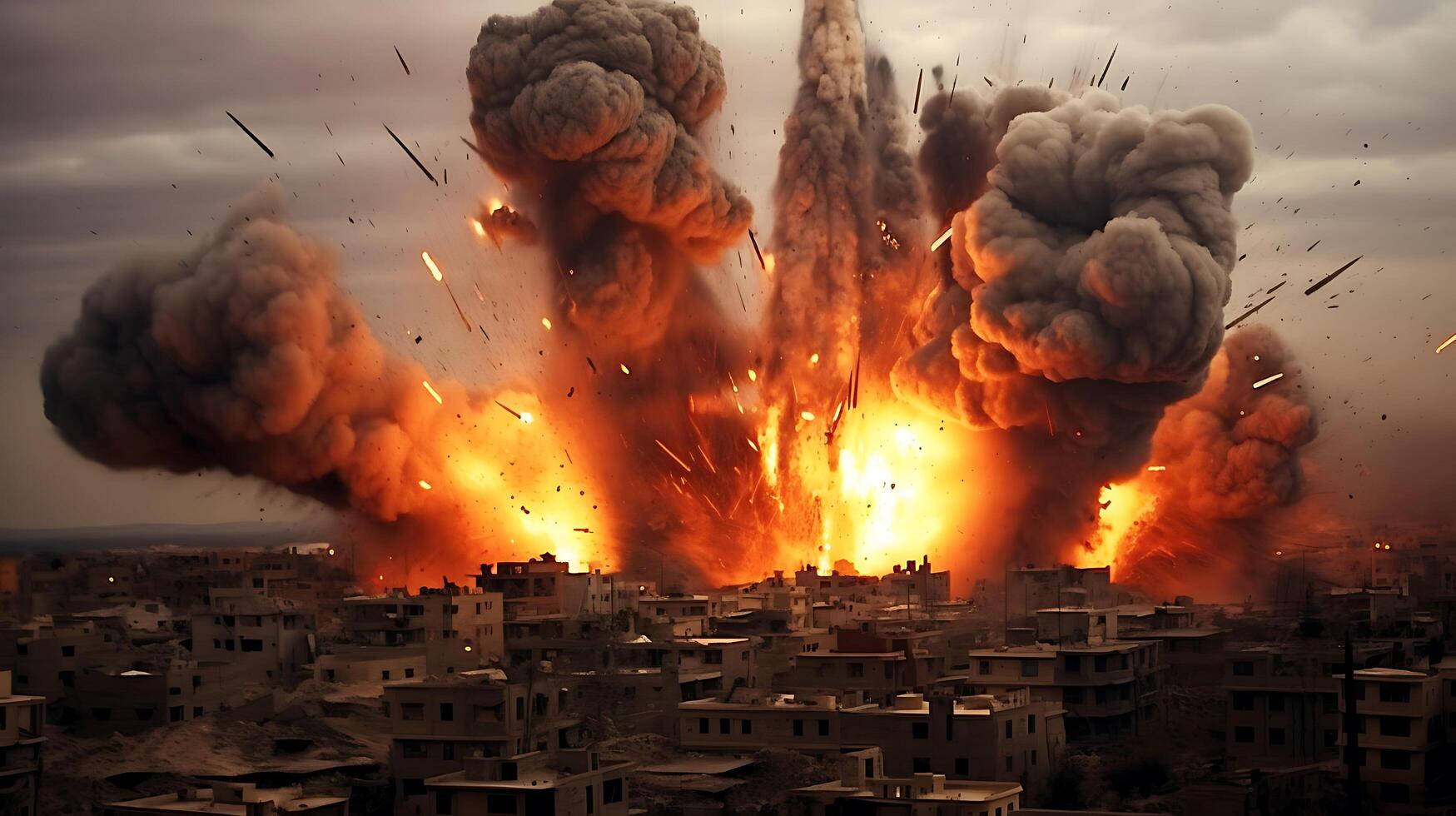 AI Generative Fierce bomb explosion attack background photo