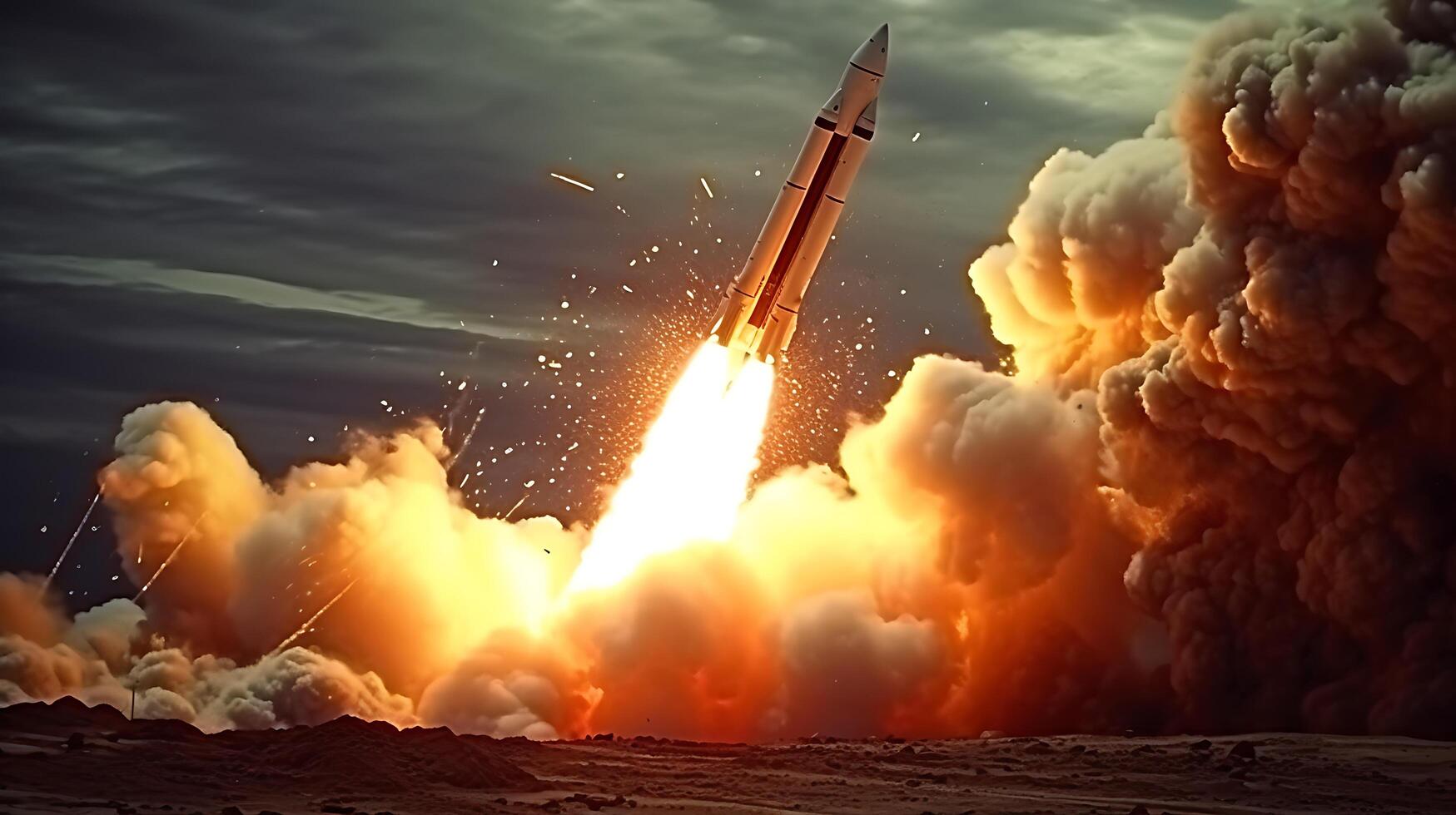 AI Generative Exploration missile rocket attack war background photo