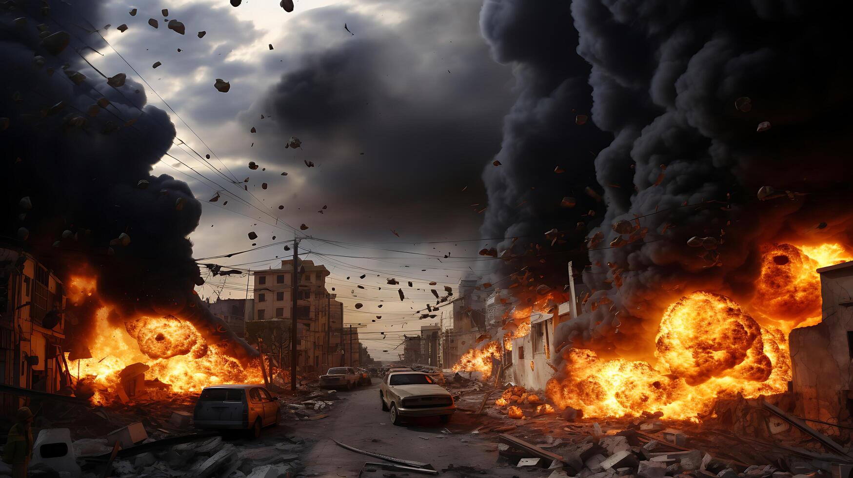 AI Generative Fierce bomb explosion attack background photo