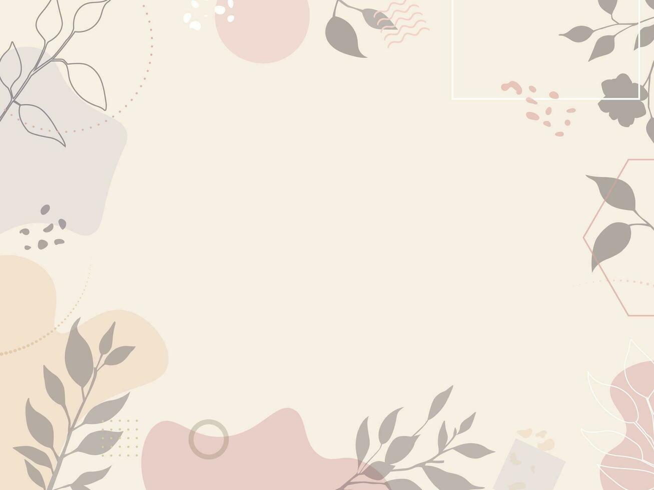 abstract template with plants and flowers, bauhaus, floral background with geometric shapes vector