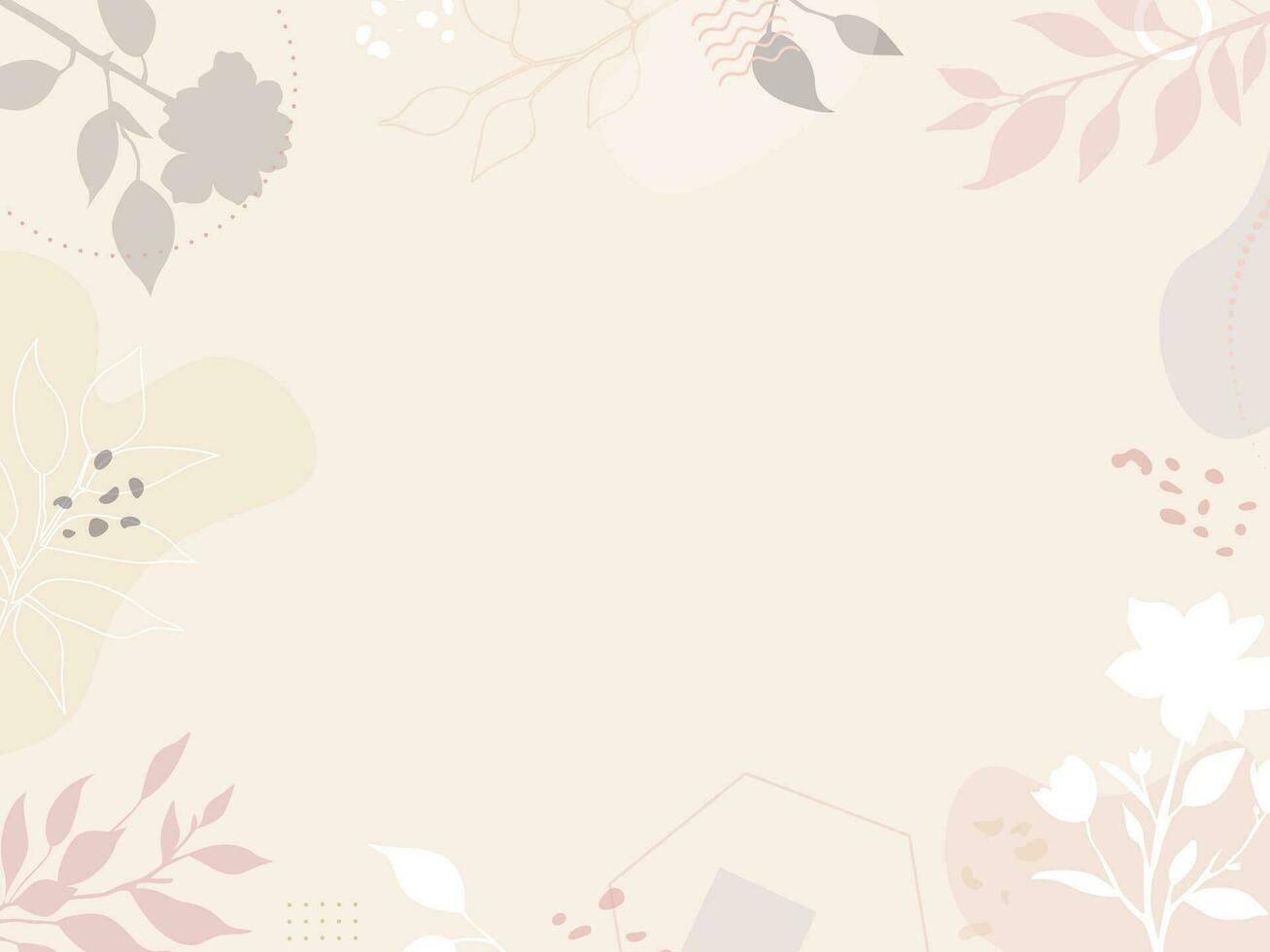 abstract template with plants and flowers, bauhaus, floral background with geometric shapes vector