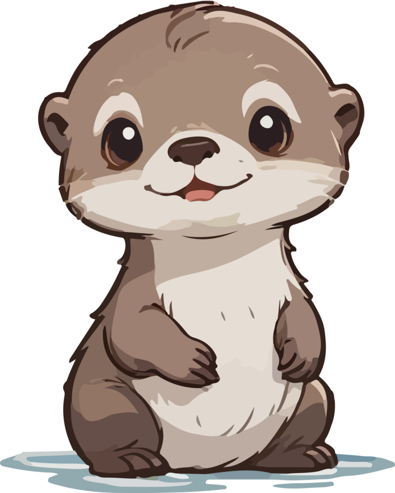 AI generated Cute Otter Cartoon Clip Art png