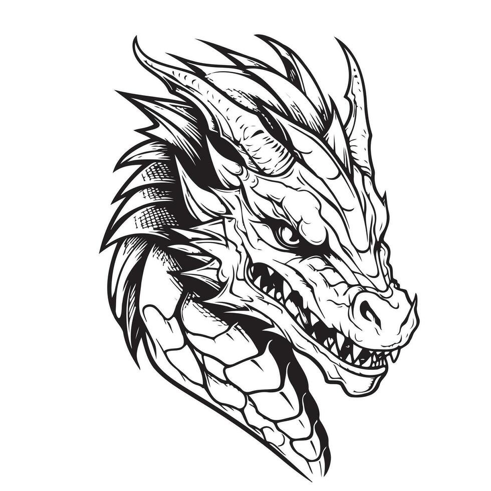 Dragon logo sketch hand drawn. Symbol and sign of new year vector