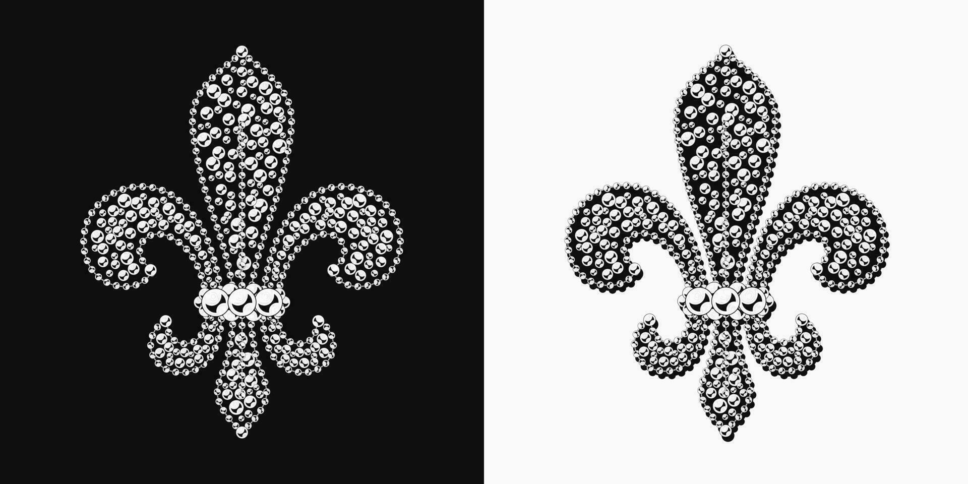 Fleur de Lis symbol made with mosaic of beads vector