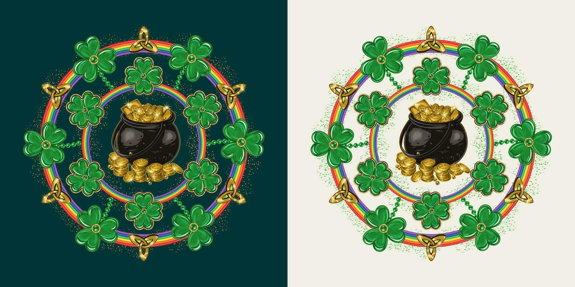 Circular St Patricks Day pattern like mandala vector