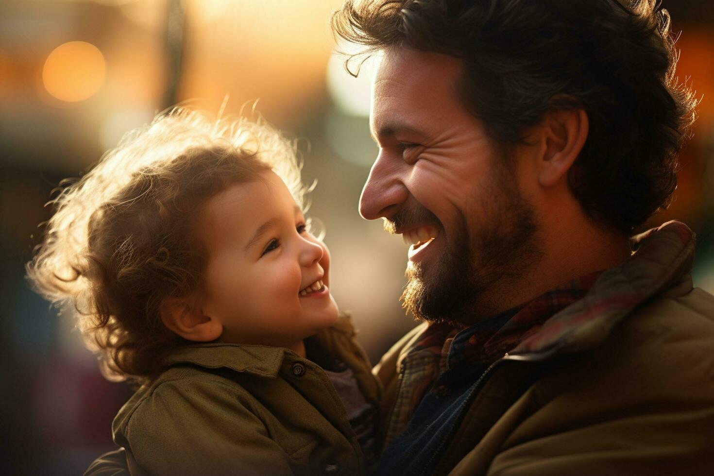 AI generated a father holding his baby bokeh style background photo