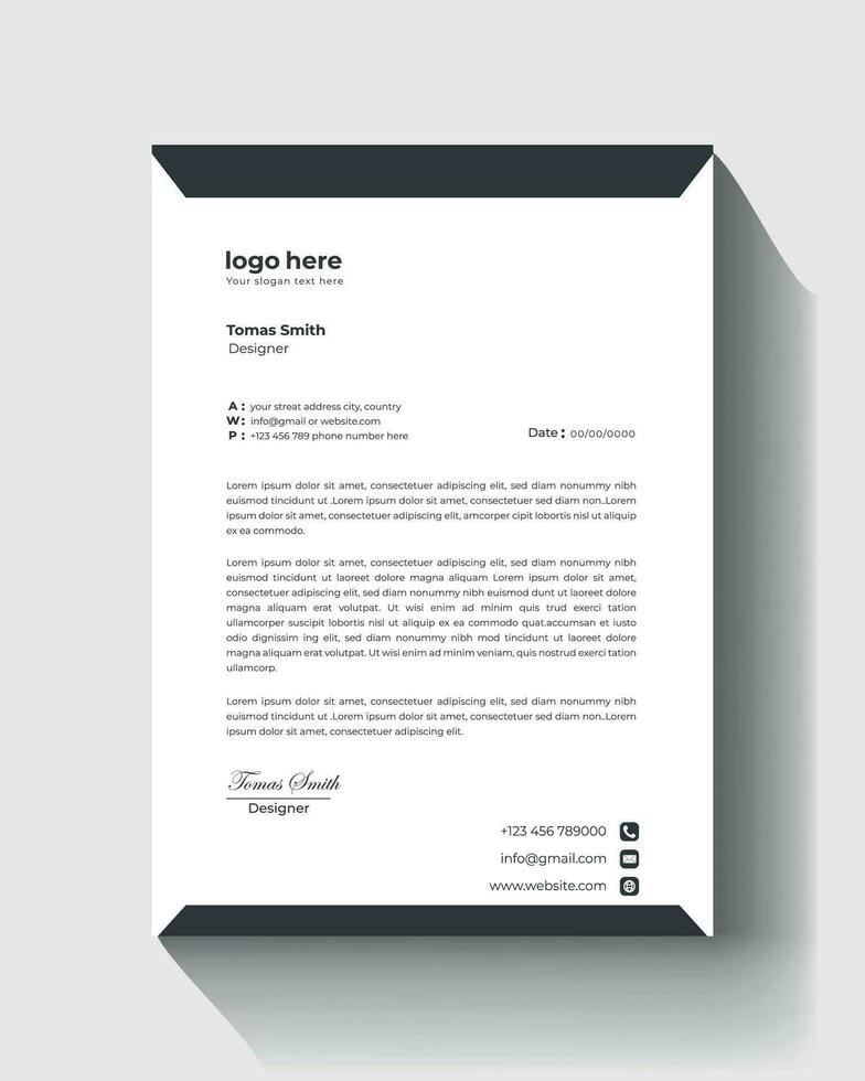 letterhead flyer corporate official minimal creative abstract professional informative newsletter vector business letterhead template