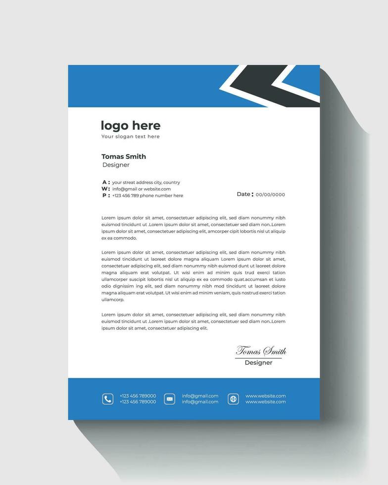 letterhead flyer corporate official minimal creative abstract professional informative newsletter vector business letterhead template