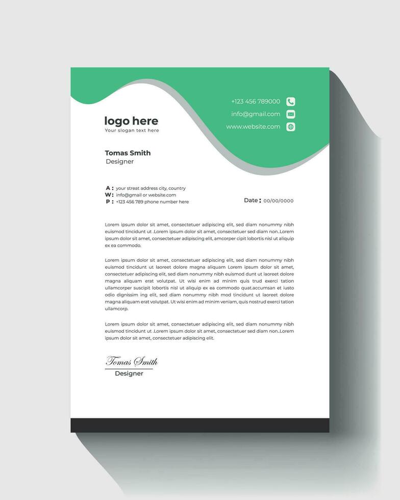 letterhead flyer corporate official minimal creative abstract professional informative newsletter vector business letterhead template