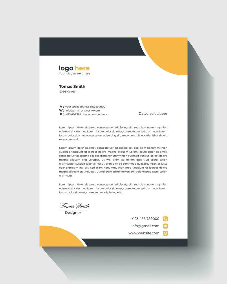 letterhead flyer corporate official minimal creative abstract professional informative newsletter vector business letterhead template