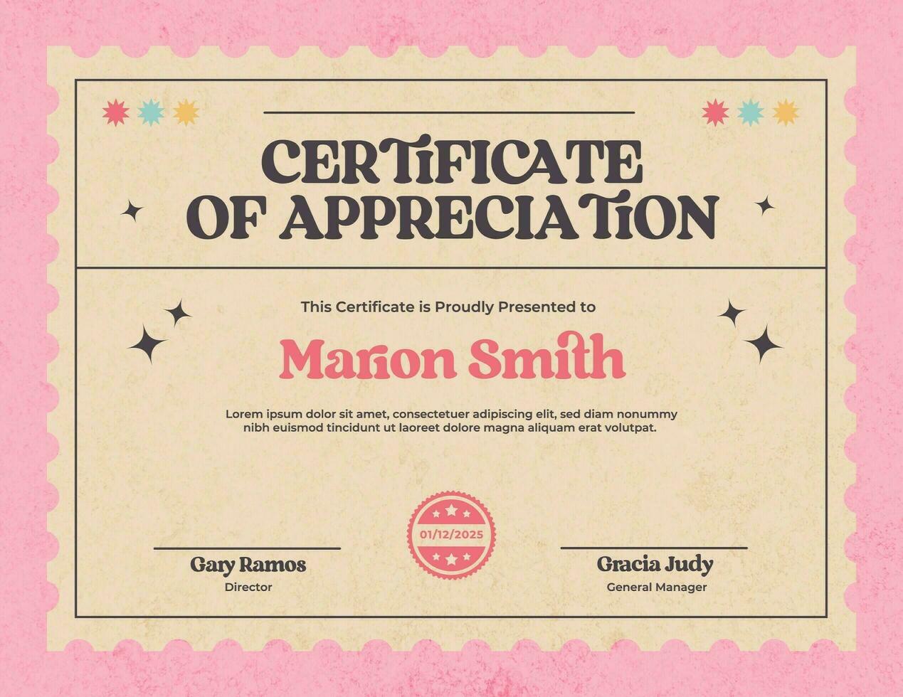 Retro Pastel Certificate of Appreciation template