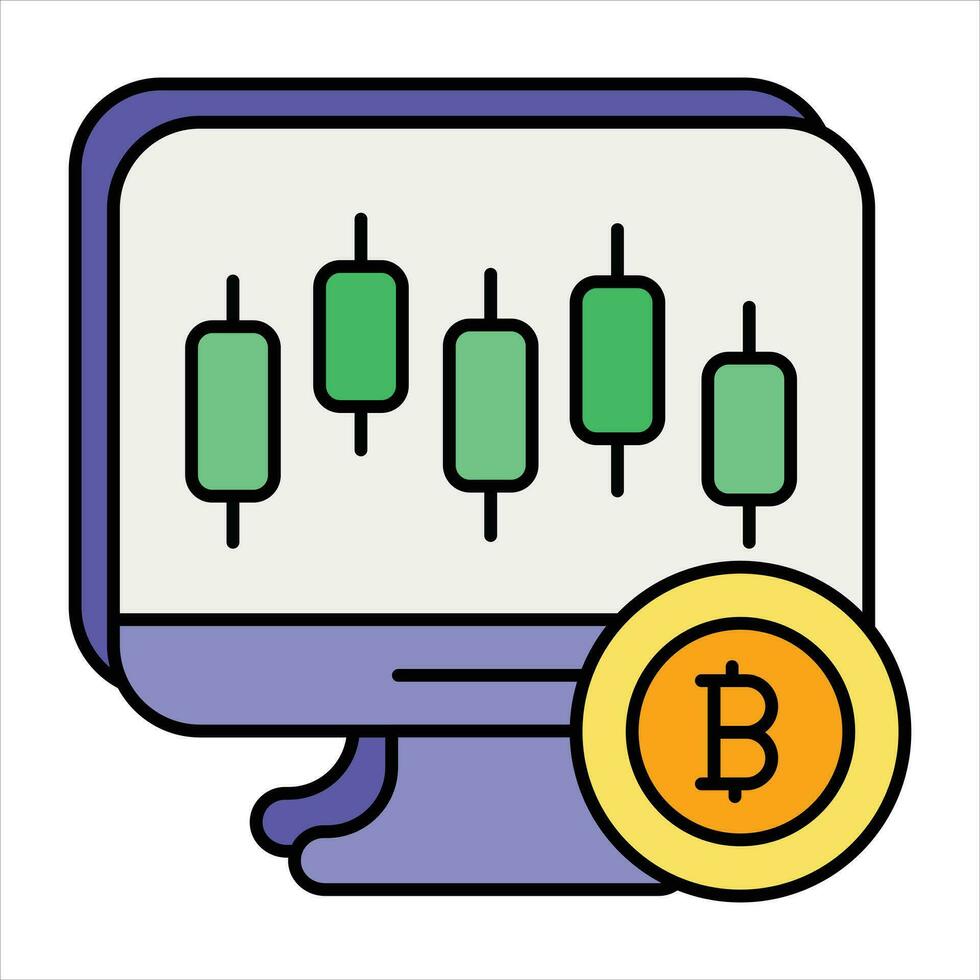 bitcoin trade color outline icon design style vector