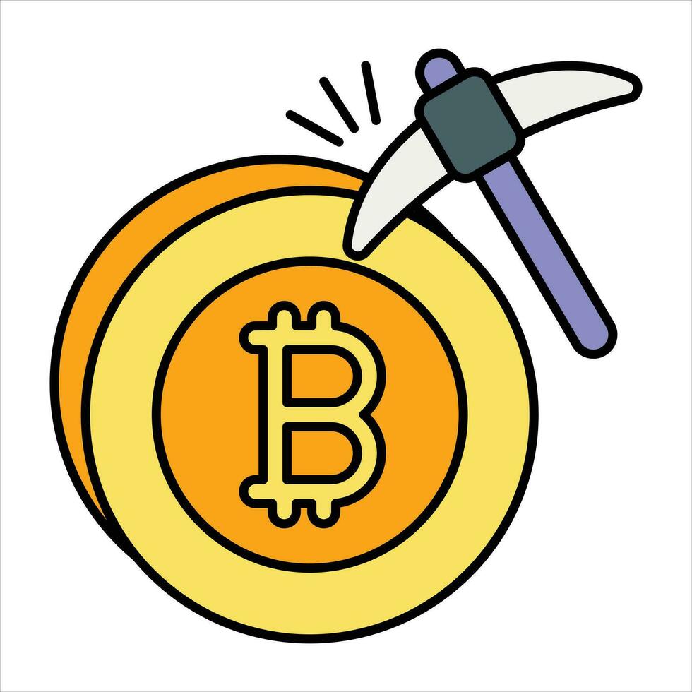bitcoin mining color outline icon design style vector