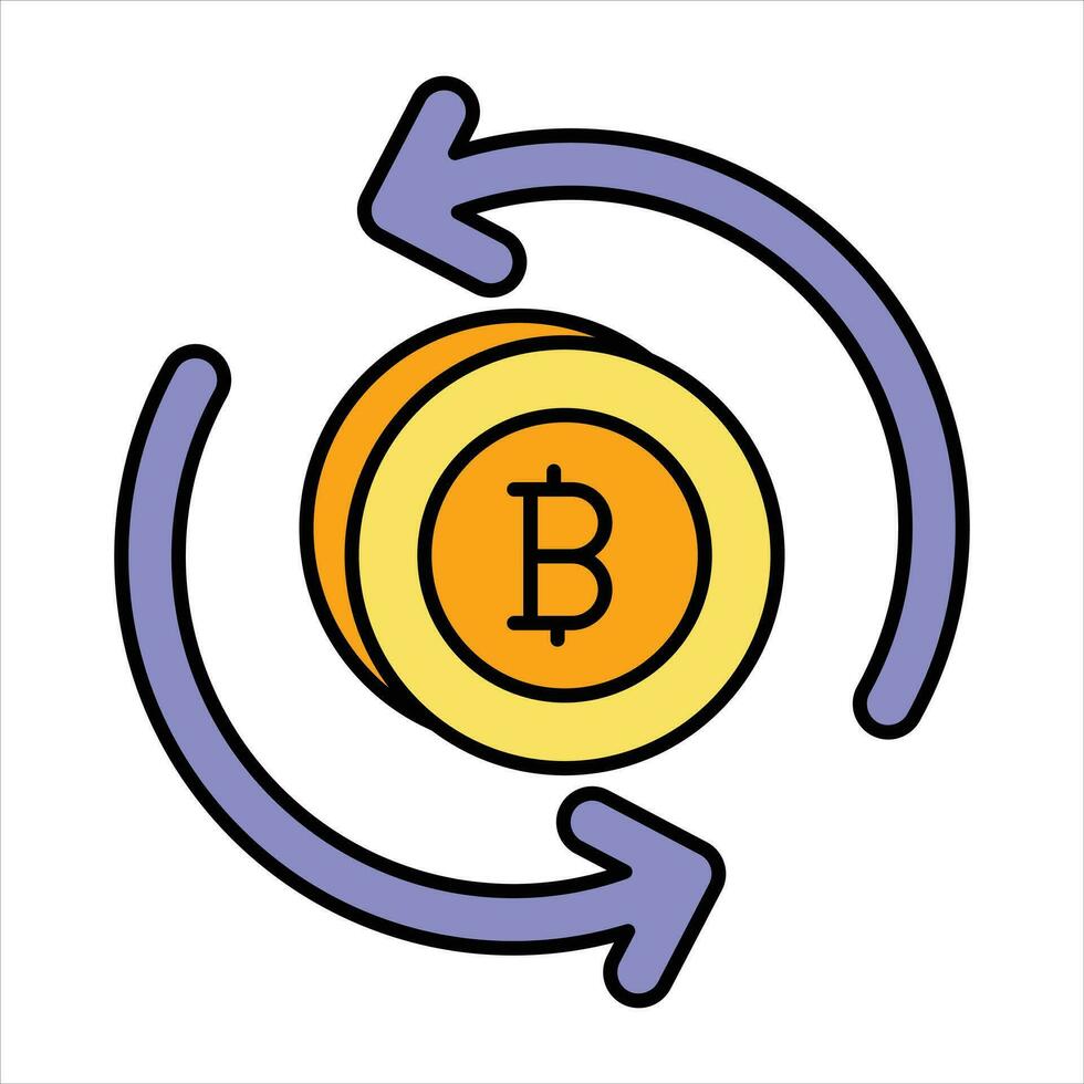 bitcoin exchange color outline icon design style vector