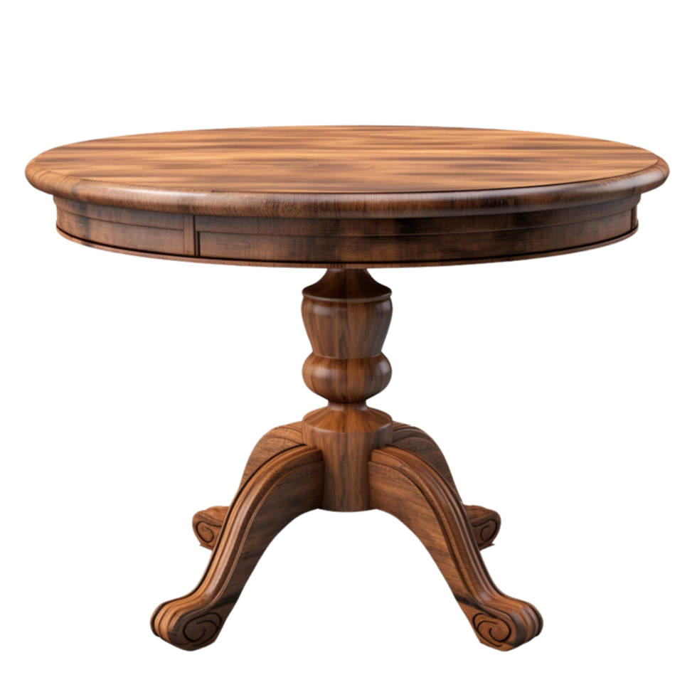 AI generated Round wooden vintage table clip art png